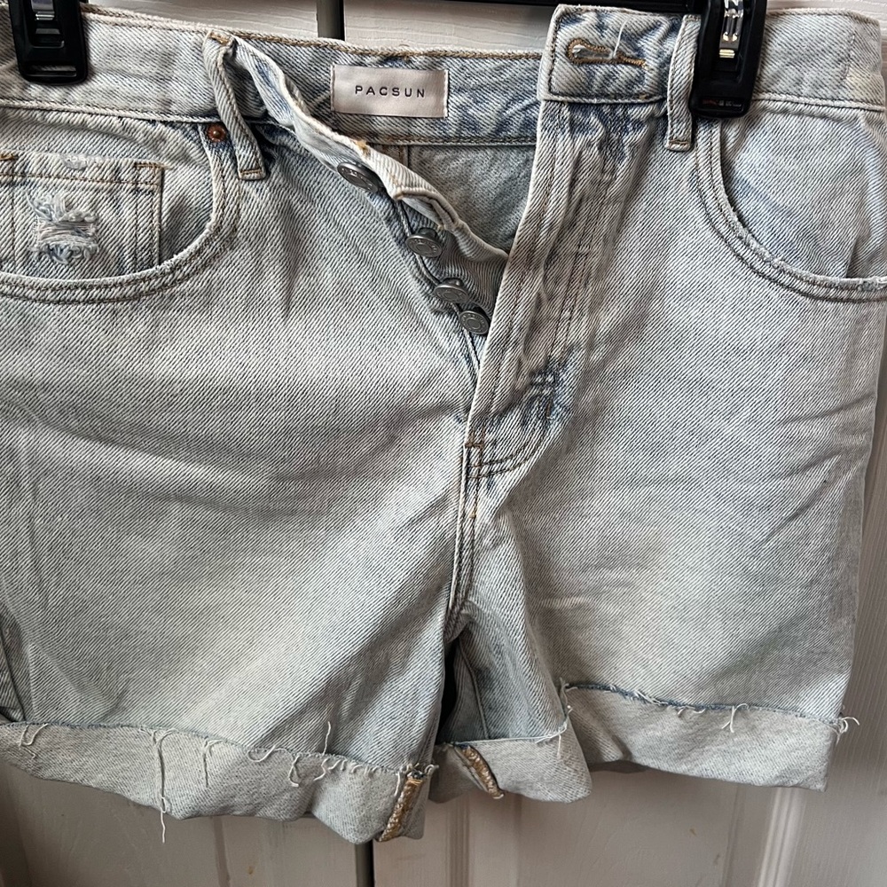 PacSun Blue Ripped Denim Dad short 27